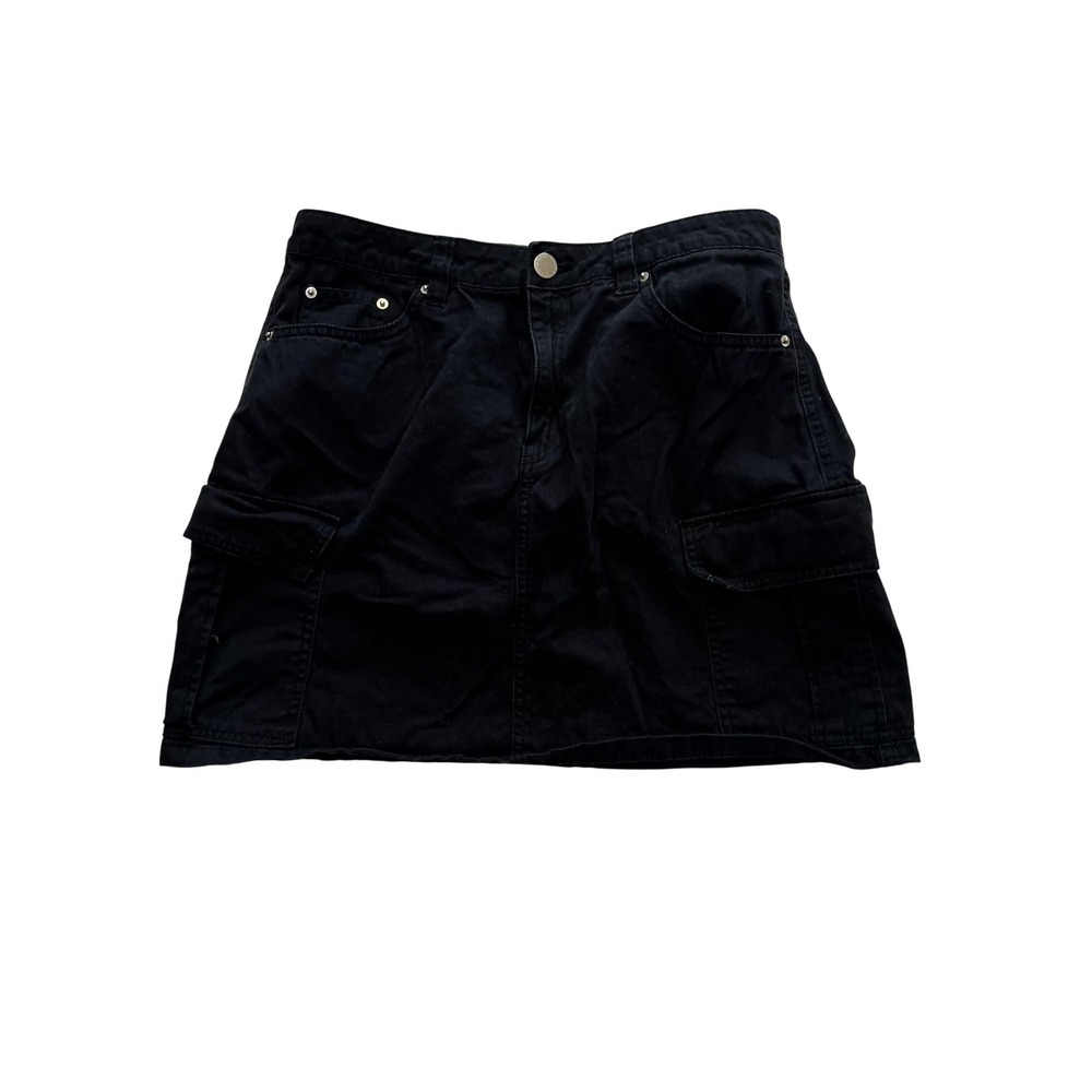 H&M Divided Skirt Womens 6 Black Cargo Utility Pockets‎ Cotton Mini Casual